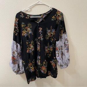 Loft floral blouse blue small